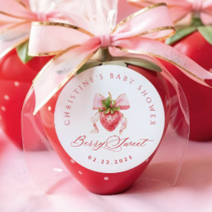 Kokette Babyparty mit Erdbeeren Runder Aufkleber