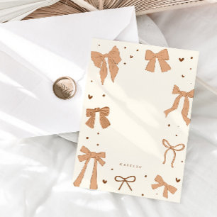 Kokette beige Schleifenband Mitteilungskarte