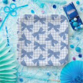 Kokette blaue Gingham und Schleifen Pappteller (Party)