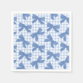 Kokette blaue Gingham und Schleifen Serviette (Vorderseite)