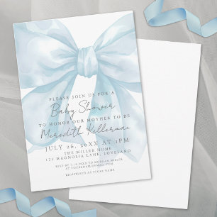 Kokette Blaue Schleife Baby Shower Einladung