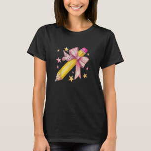 Kokette Bleistift mit rosa Schleife Lehrer Zurück  T-Shirt