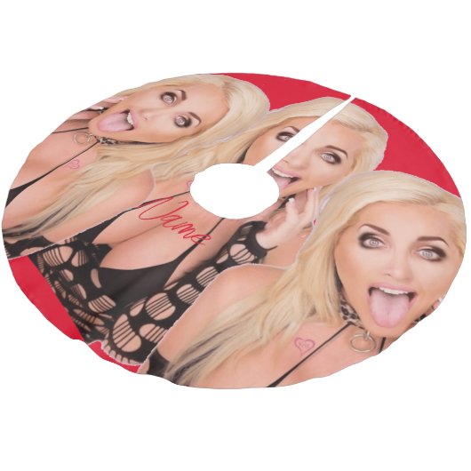 Kokette blonde Thunder_Cove Polyester Weihnachtsbaumdecke (Schrägansicht)