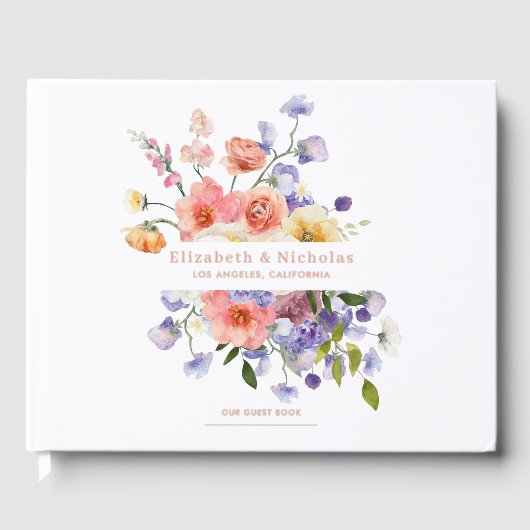 Kokette Blumenwiese | Sommerhochzeit Gästebuch (Vorderseite)