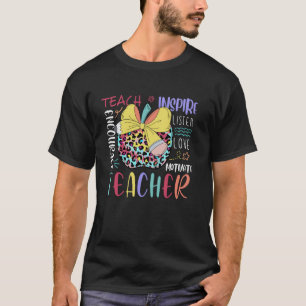 Kokette Bogen Apfel Lehrer Glücklicher Erster Schu T-Shirt
