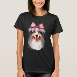 Kokette Bogen Australian Shepherd Hundemutter Rosa T-Shirt