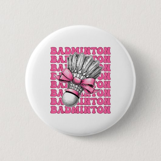Kokette Bogen Badminton Spielerin Shuttle Mädchen Button (Vorderseite)