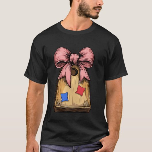 Kokette Bogen Cornhole Board Bohnenbeutel Mutterta T-Shirt (Vorderseite)