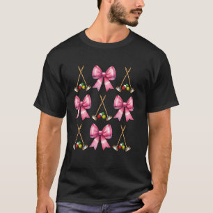 Kokette-Bogen-Croquet-Schläger-Ball-Rosa-Band-Mama T-Shirt