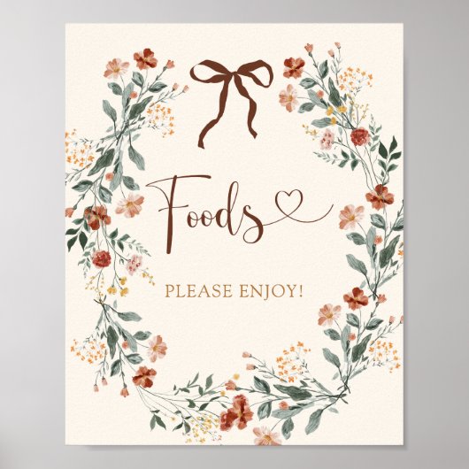 Kokette Bogen Herbst Wildblumen Brautparty Poster (Vorne)