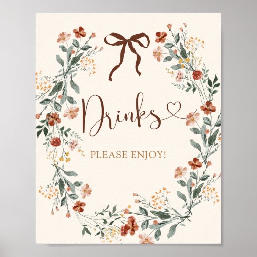 Kokette Bogen Herbst Wildblumen Brautparty Poster (Vorne)