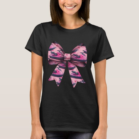Kokette Bogen Jet Ski Jet Skiing Muster Mädchen Ma T-Shirt (Vorderseite)