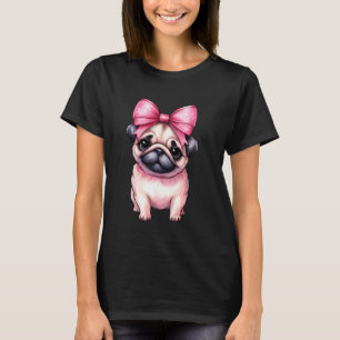 Kokette Bogen Pug Hundemutter Rosa Band Mama Mädch T-Shirt