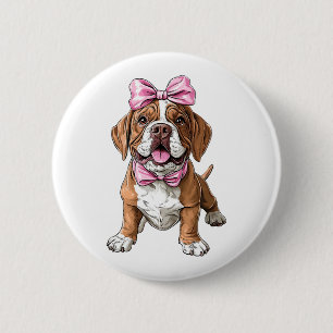 Kokette Bogen Rottweiler Hundemutter Mädchen Rosa Button