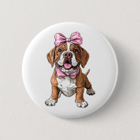 Kokette Bogen Rottweiler Hundemutter Mädchen Rosa Button (Vorderseite)