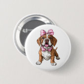 Kokette Bogen Rottweiler Hundemutter Mädchen Rosa Button (Vorne & Hinten)