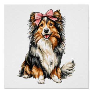Kokette Bogen Shetland-Schäferhunde Hundemutter Mä Poster