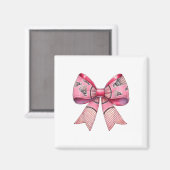 Kokette Bogenband Federball Schläger Pink Magnet (Vorderseite/Rückseite)
