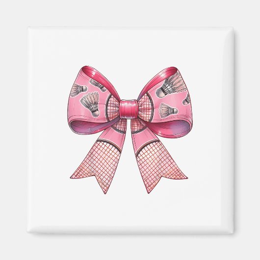 Kokette Bogenband Federball Schläger Pink Magnet (Vorne)