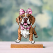Kokette Bogenmastiff-Hundemutter Mädchen Rosa Acrylschild (Neutral)