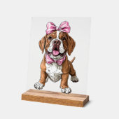Kokette Bogenmastiff-Hundemutter Mädchen Rosa Acrylschild (Winkel)