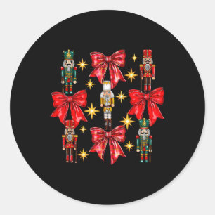 Kokette-Bow-Nussknacker-Weihnachten-Frohe-Weihnach Runder Aufkleber