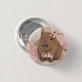 Kokette Capybara rosa Schleife Button (Vorne & Hinten)