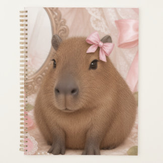 Kokette Capybara rosa Schleife Planer