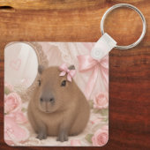 Kokette Capybara rosa Schleife Schlüsselanhänger (Rückseite)