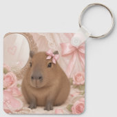 Kokette Capybara rosa Schleife Schlüsselanhänger (Rückseite)