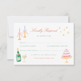 Kokette Charm Handgemalte Hochzeits-RSVP Einladung