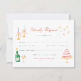 Kokette Charm Handgemalte Hochzeits-RSVP RSVP Karte