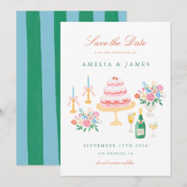 Kokette Charme-Handbemalte Hochzeit - Termin vorme Save The Date