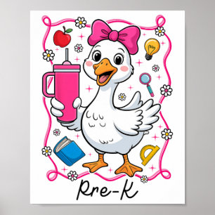 Kokette dumme Gans Pre-k Mädchen 1. Schultag Poster