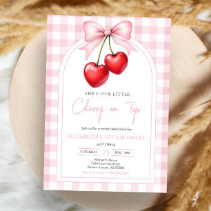 Kokette Einladung zum Geburtstag mit rosa Schleife