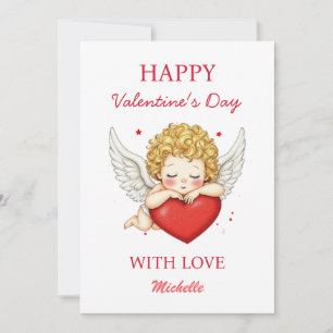 Kokette Engel Cherub Herz Frohen Valentinstag  Feiertagskarte