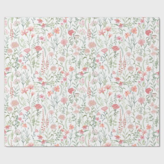 Kokette feminine pinke Wildblumenwiese Geschenkpapier (Flach)