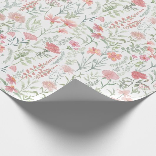 Kokette feminine pinke Wildblumenwiese Geschenkpapier (Ecke)