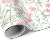 Kokette feminine pinke Wildblumenwiese Geschenkpapier (Rolleneckpunkt)