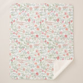 Kokette feminine pinke Wildblumenwiese Sherpadecke (Vorderseite)