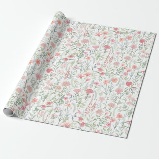 Kokette feminine rosa Wildblumenwiese Geschenkpapier