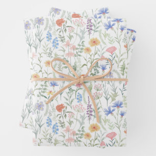 Kokette feminine Wildblumenwiese Geschenkpapier Set
