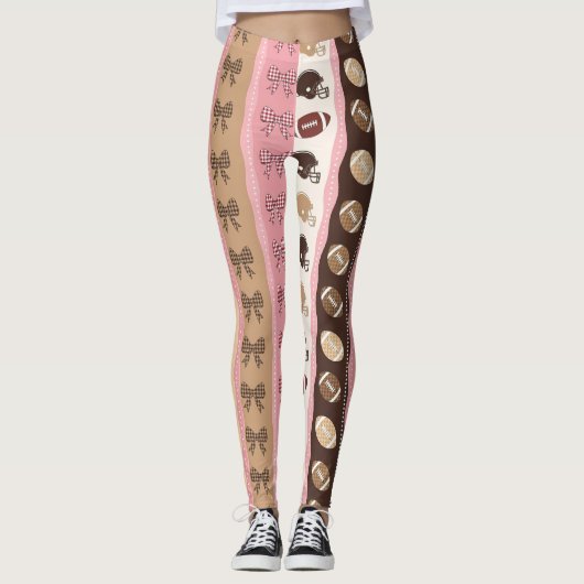 Kokette Fußball-Schleife Leopard-Muster (8) Leggings (Vorderseite)