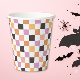 Kokette Halloween-Party Schachbrett Kariert Pappbecher