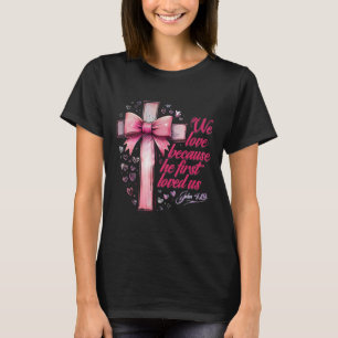 Kokette Jesus Valentinstag Kreuzbogen Christliche T-Shirt
