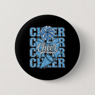 Kokette Jubelschleife Blau Cheerleader Sport Cheer Button