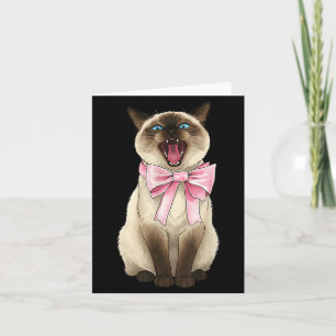 Kokette Katze mit rosa Schleife Lustige Mädchen Karte