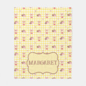 Kokette Kirsche Cowboyhut Gelber Gingham Fleecedecke (Vorderseite)
