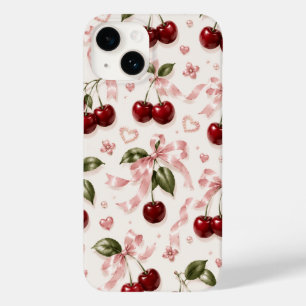 Kokette Kirsche und rosa Satinschleife nahtloses M Case-Mate iPhone 14 Hülle