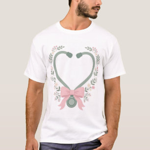 Kokette Krankenschwester-Bogen-Stethoskop-T-Shirt T-Shirt
